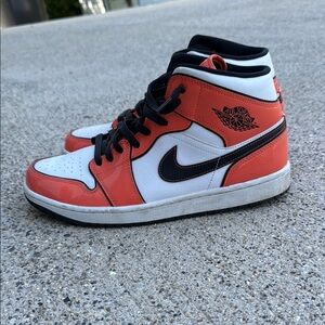 Nike High-Top Sneakers - Orange, White, and Black